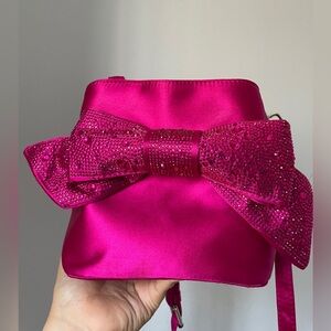 Betsey Johnsom Bedazzled Pink Satin Bow Handbag